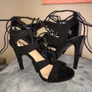 Black lace up heels